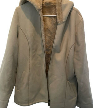 Marvin Richards Cream Teddy Jacket with Hood Size LG